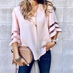 Chelsea 28 rose V-neck 3/4 sleeve blouse Size small